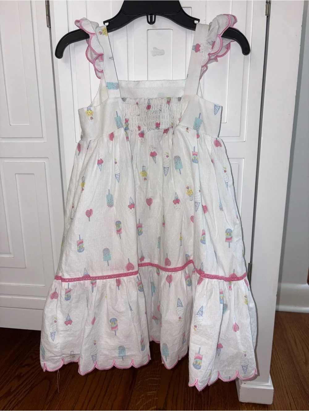 Cynthia Rowley White Ice Cream Print Girls' Sundress with Pink Trim 3T